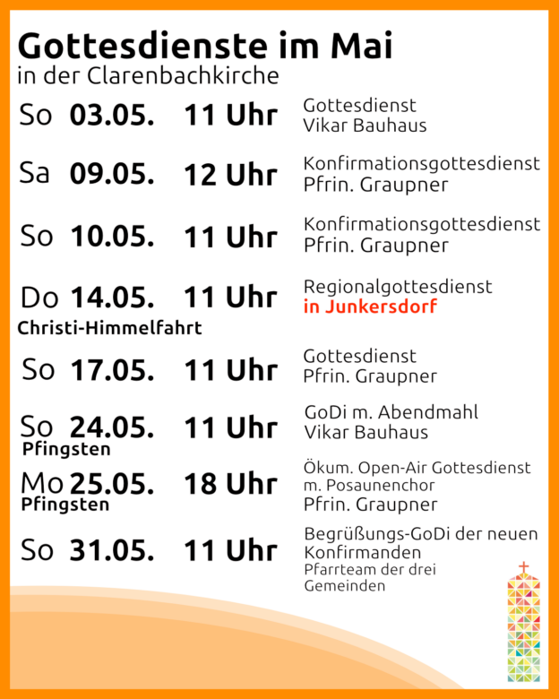 Mai-Gottesdienste in Braunsfeld