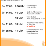 Gottesdienste im Juni